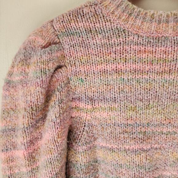 LoveShackFancy Aquarius Pullover Chunky Knit Sweater Pink Cloud Puff Sleeve S - Picture 11 of 12